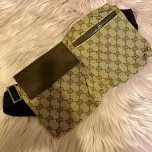 Gucci vintage double belt bag canvas